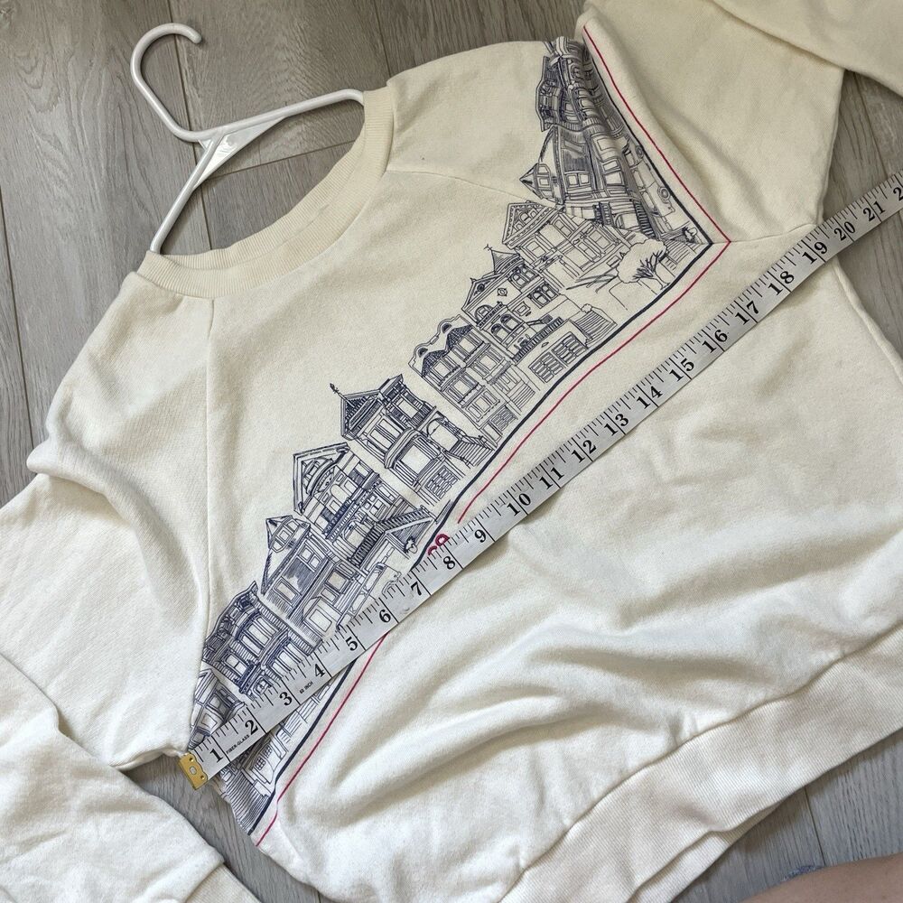Marine Layer Sweatshirt san francisco graphic crew terry womens Cream (xsmall) - Picture 3 of 6